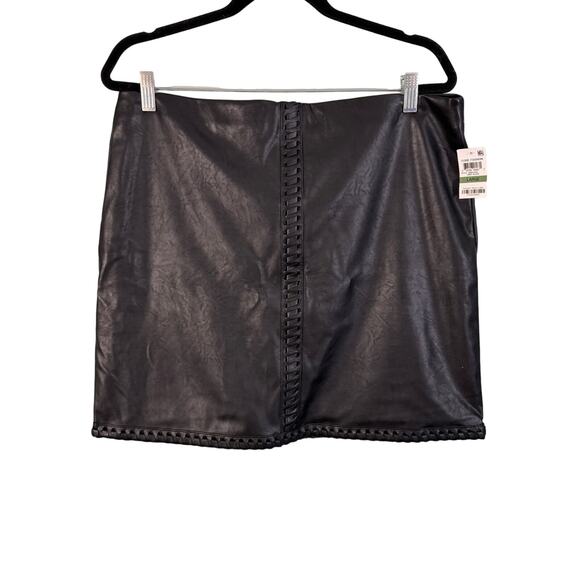 INC International Concepts Skirt Womens L Mini Faux Leather Party Black NWT - Picture 1 of 8